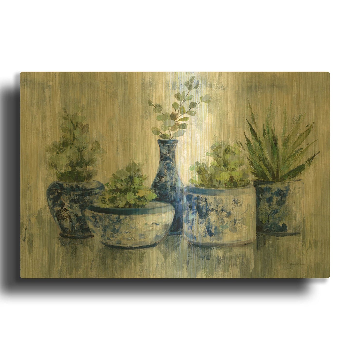 'Chinoiserie Plants' By Silvia Vassileva Gold Metal Wall Art