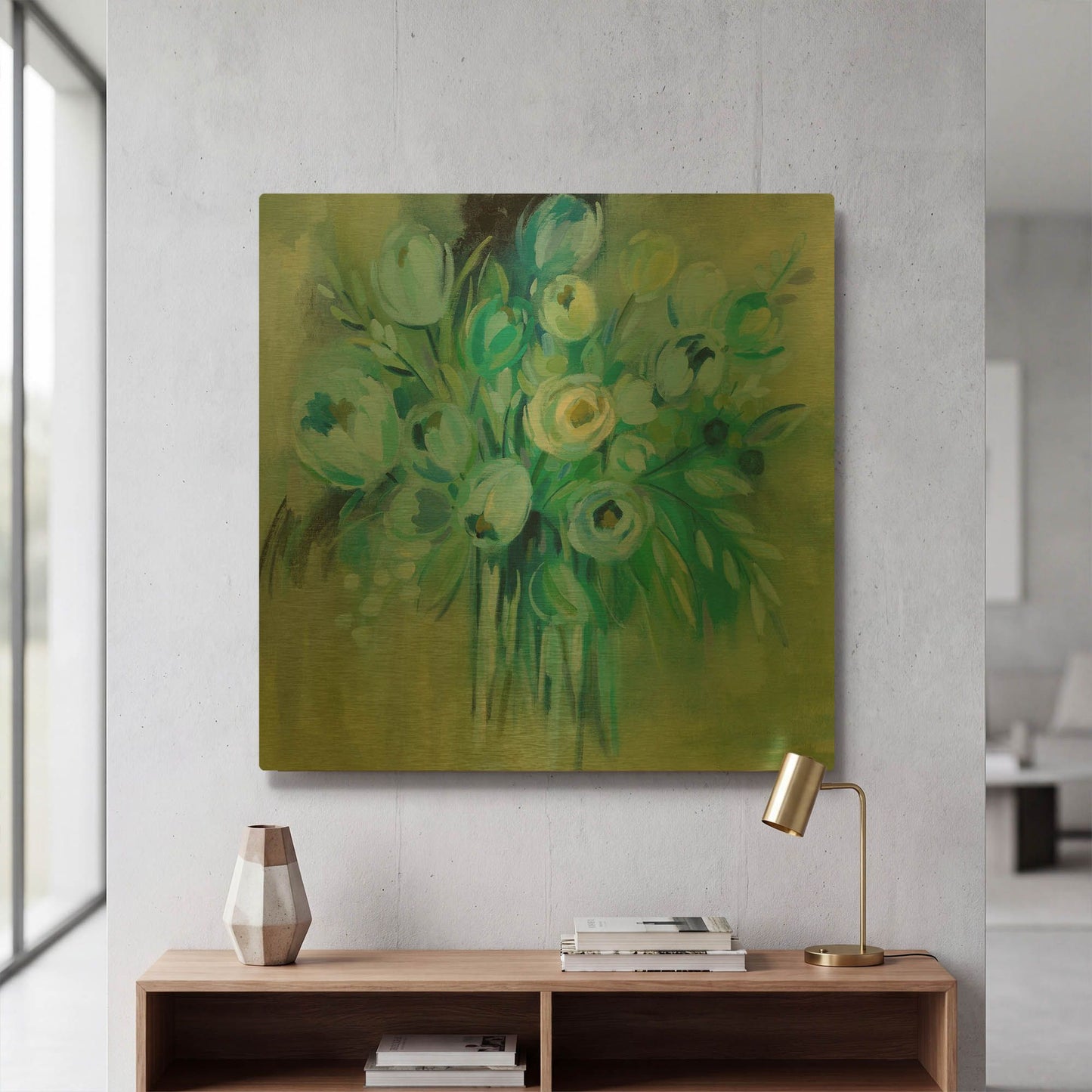 'Aurora Borealis Florals' By Silvia Vassileva Gold Metal Wall Art
