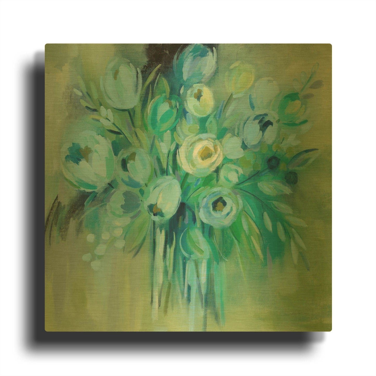 'Aurora Borealis Florals' By Silvia Vassileva Gold Metal Wall Art