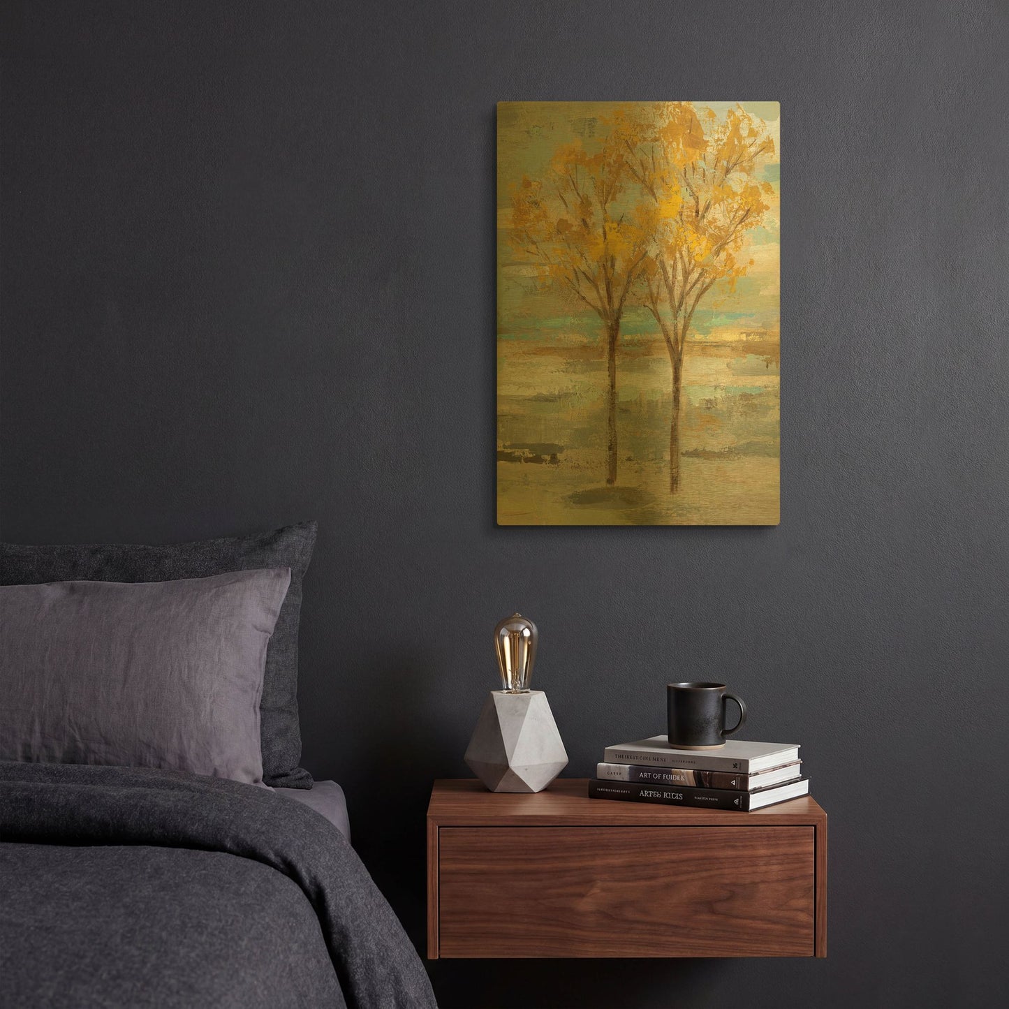 'Golden Tree and Fog II' By Silvia Vassileva Gold Metal Wall Art