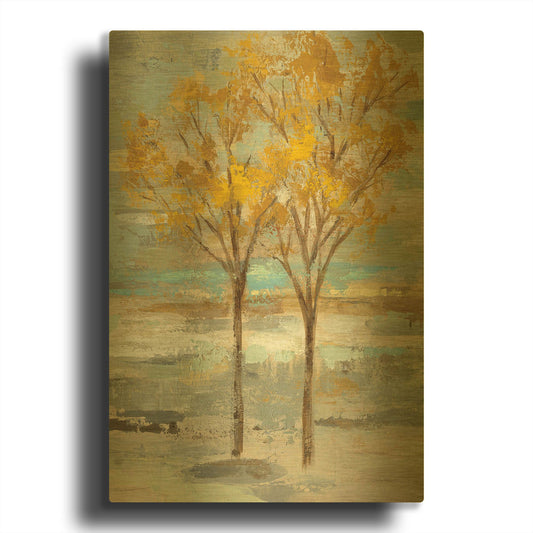 'Golden Tree and Fog II' By Silvia Vassileva Gold Metal Wall Art
