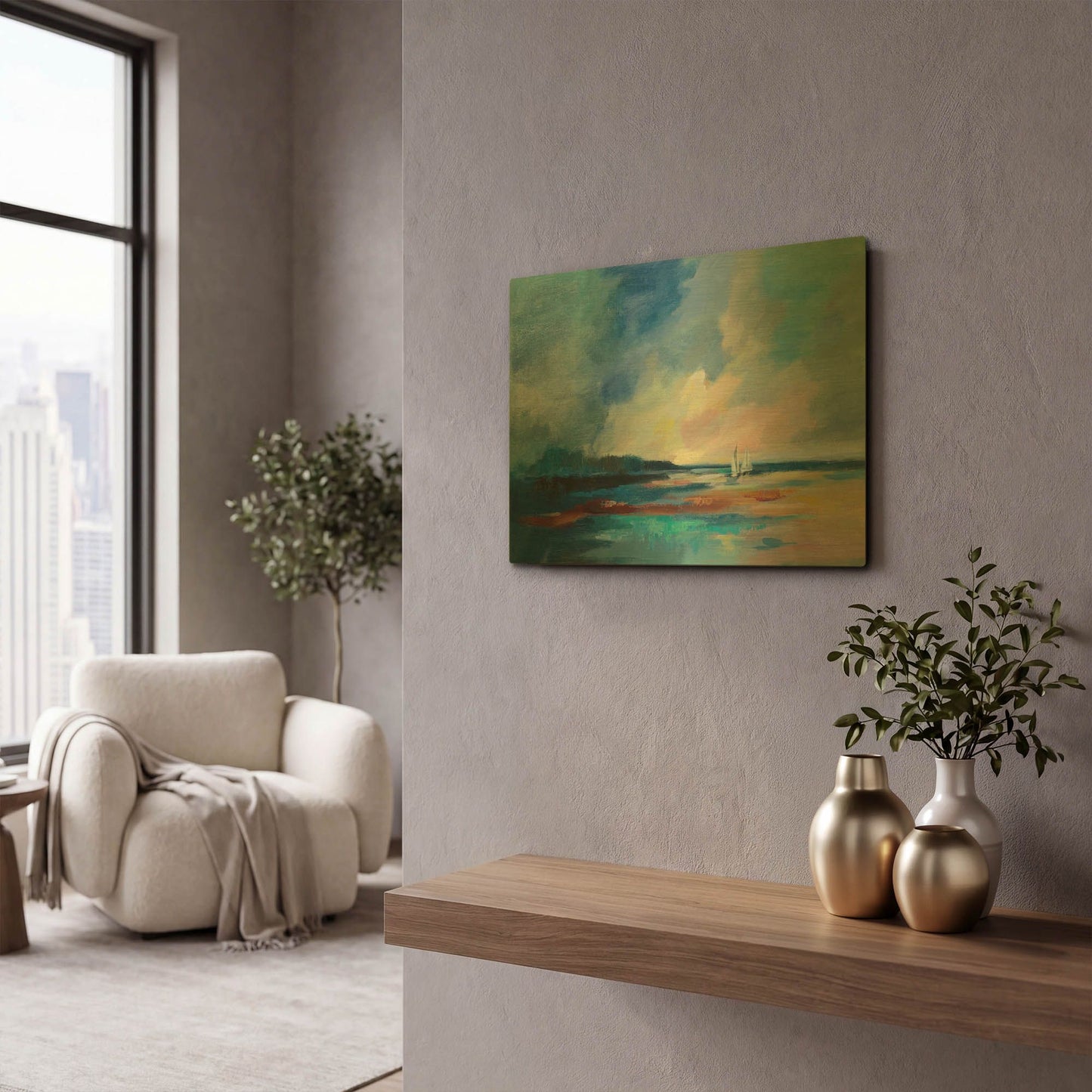 'Ultramarine Sea and Sky' By Silvia Vassileva Gold Metal Wall Art