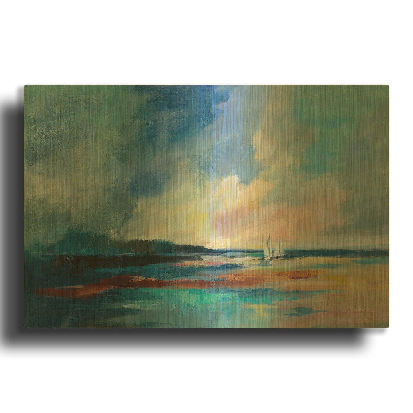 'Ultramarine Sea and Sky' By Silvia Vassileva Gold Metal Wall Art