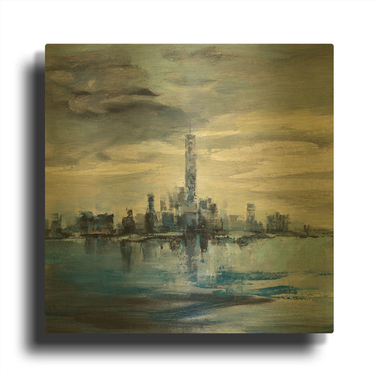 'Manhattan Winter' By Silvia Vassileva Gold Metal Wall Art