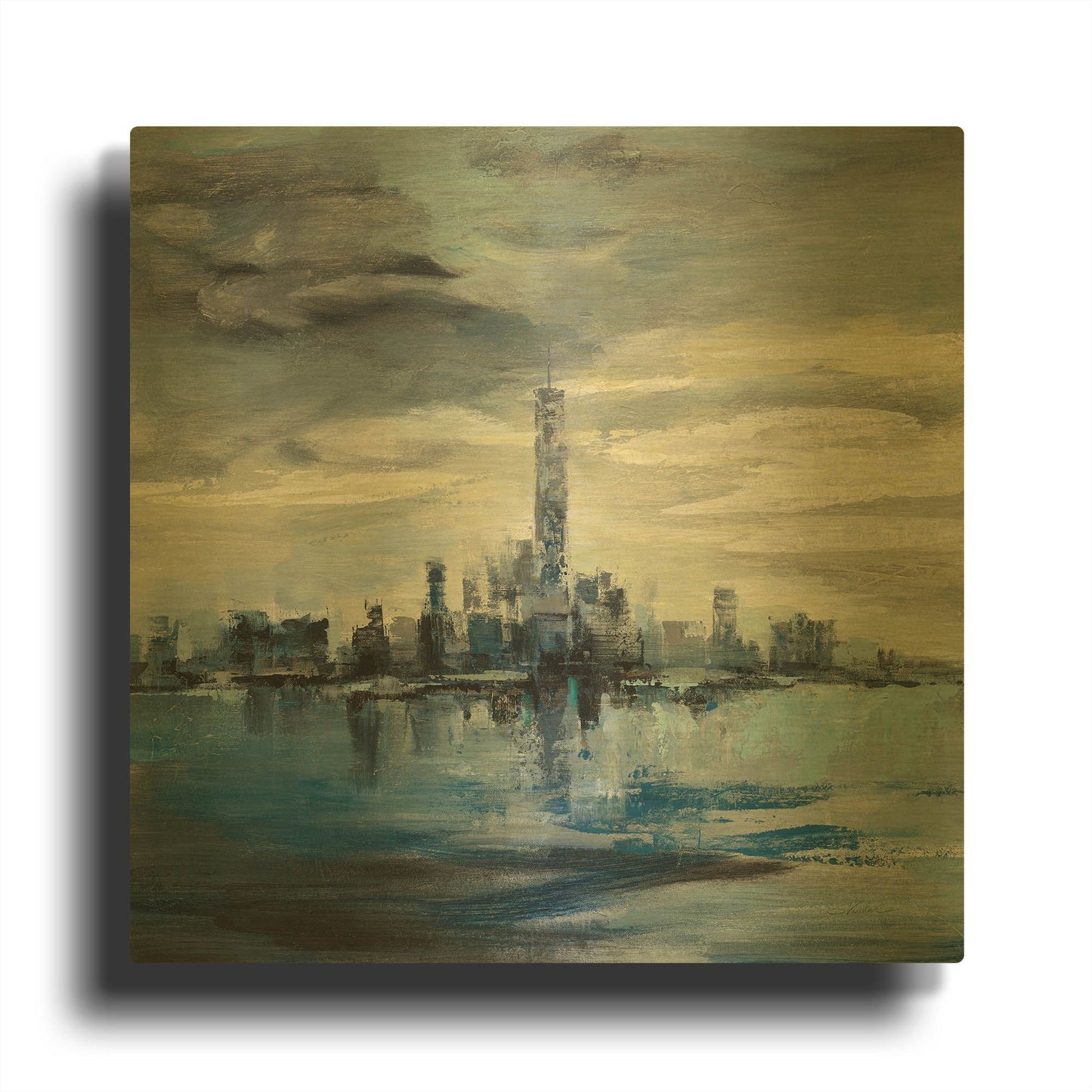 'Manhattan Winter' By Silvia Vassileva Gold Metal Wall Art