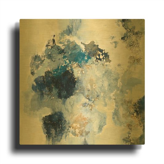 'Indigo Monotype' By Silvia Vassileva Gold Metal Wall Art