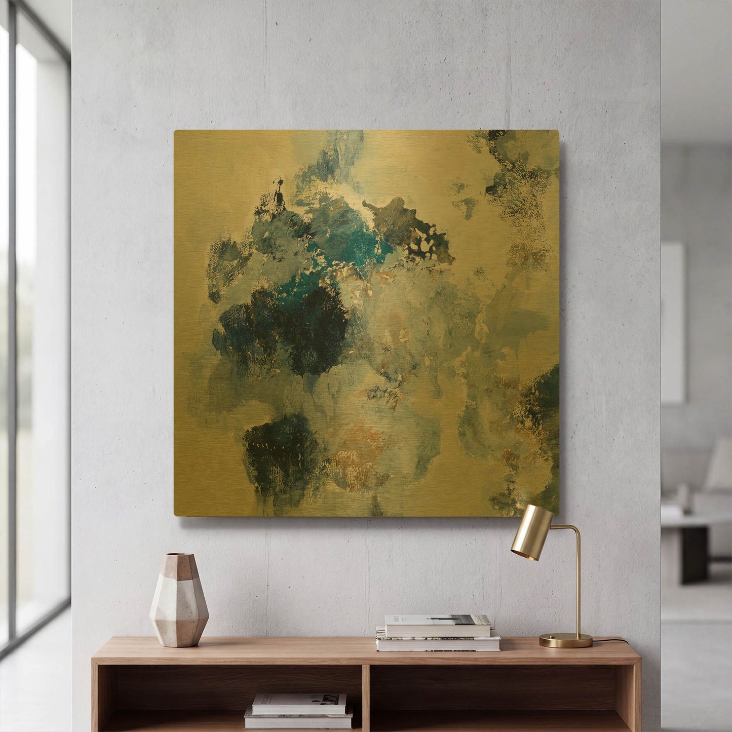 'Indigo Monotype' By Silvia Vassileva Gold Metal Wall Art