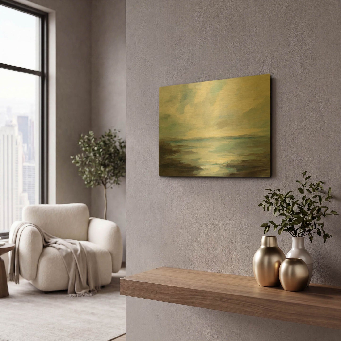 'Northern Lagoon' By Silvia Vassileva Gold Metal Wall Art