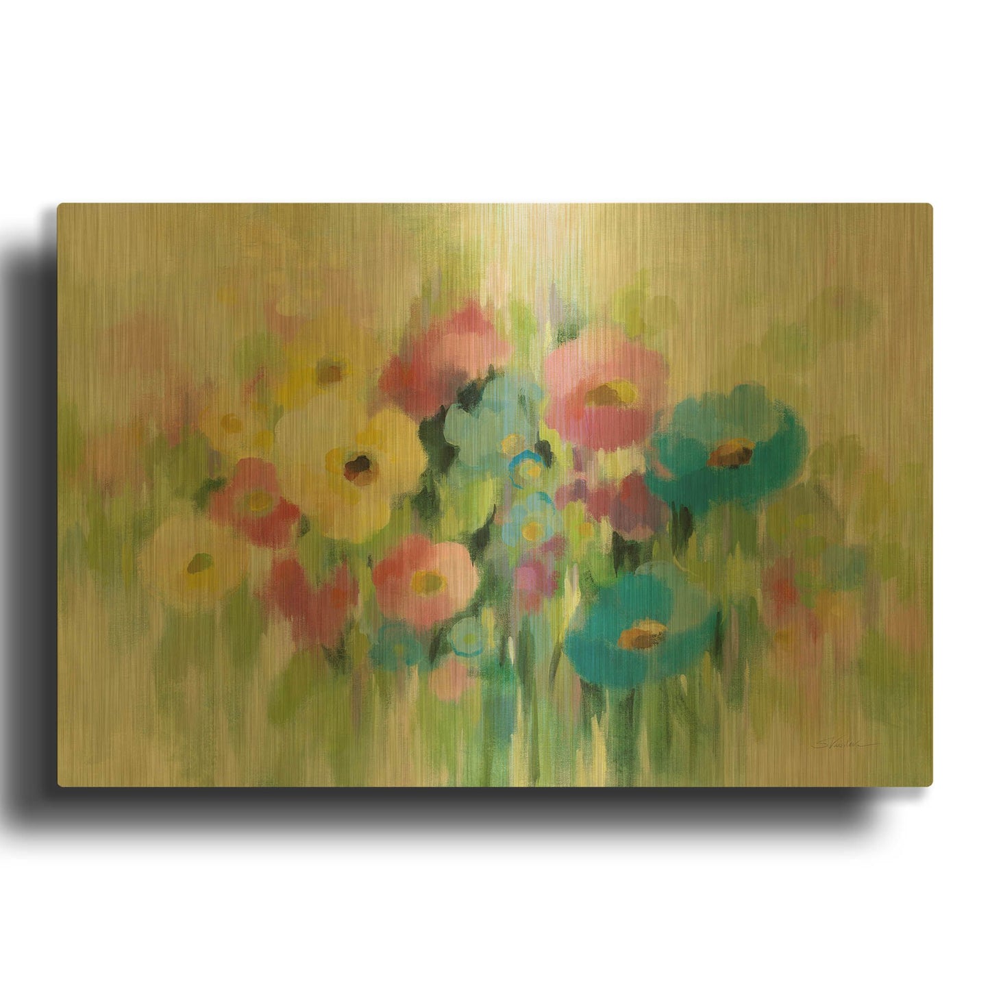 'First Spring Flowers' By Silvia Vassileva Gold Metal Wall Art