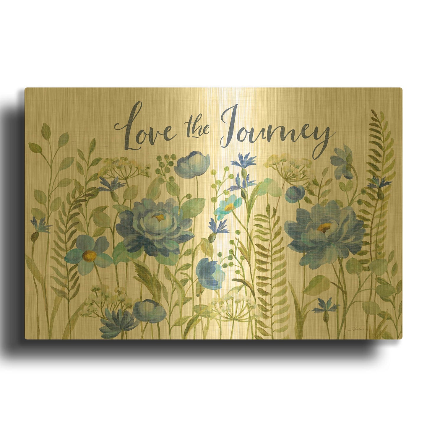 'Botanical Blue II' By Silvia Vassileva Gold Metal Wall Art
