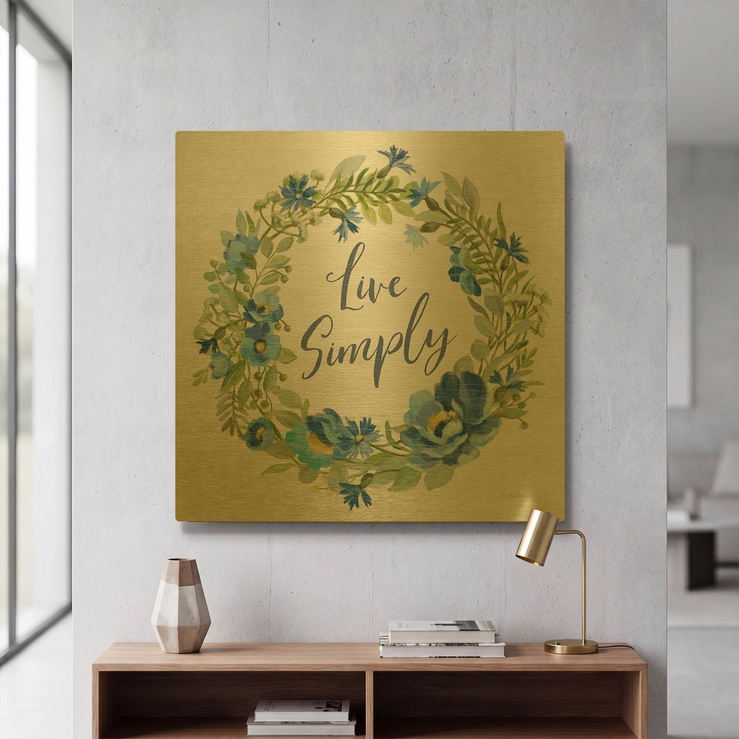 'Botanical Blue VI' By Silvia Vassileva Gold Metal Wall Art