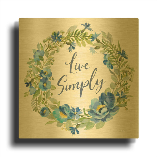 'Botanical Blue VI' By Silvia Vassileva Gold Metal Wall Art