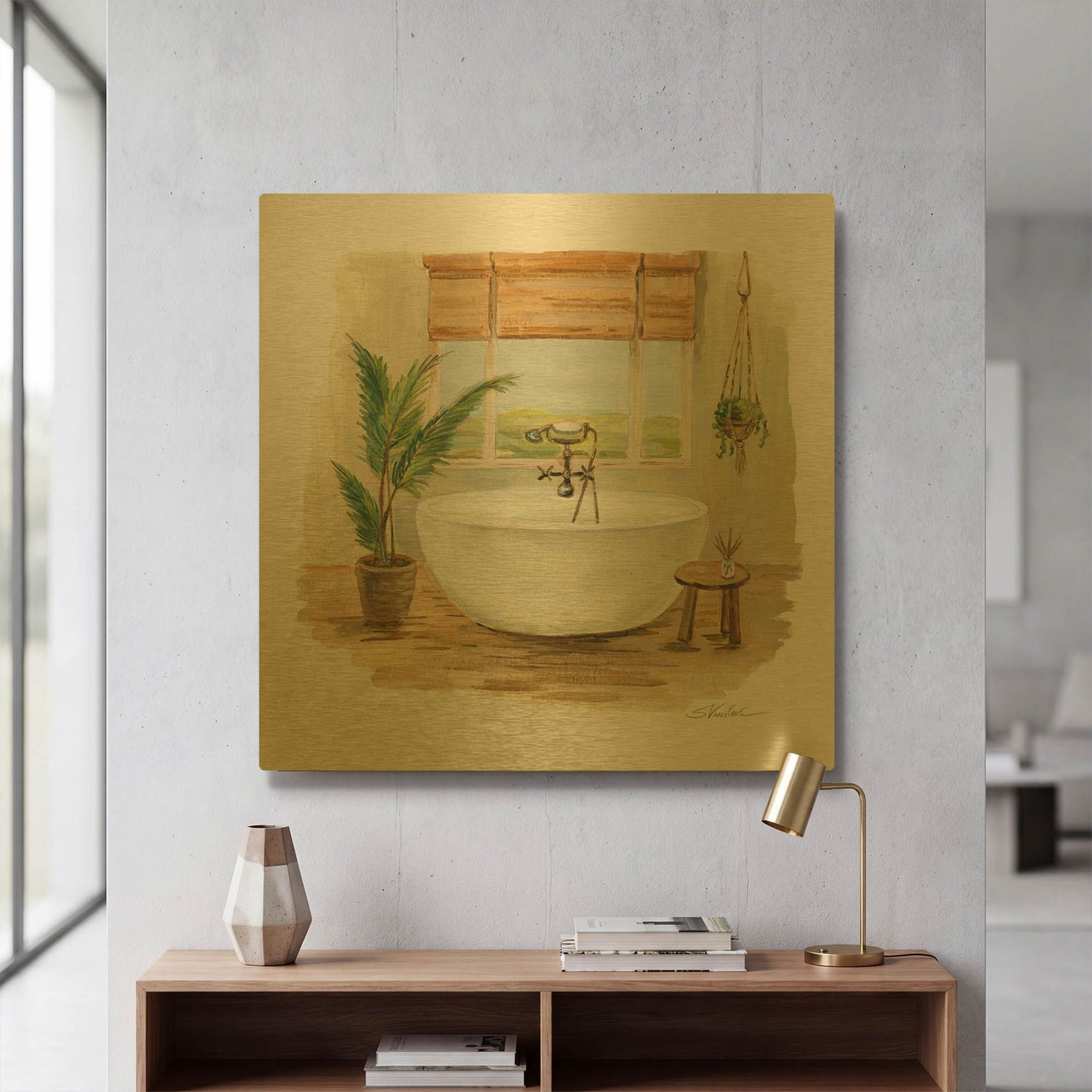 'Sunny Spa I' By Silvia Vassileva Gold Metal Wall Art