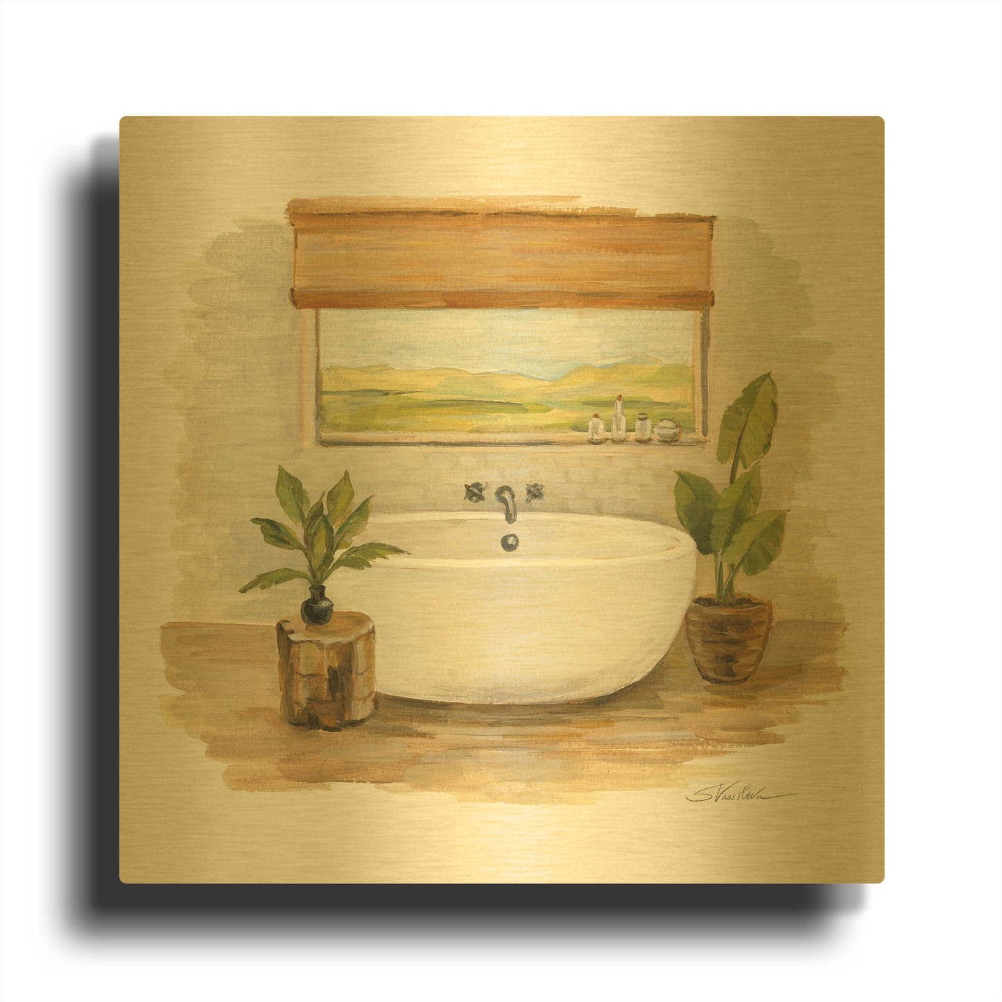 'Sunny Spa II' By Silvia Vassileva Gold Metal Wall Art