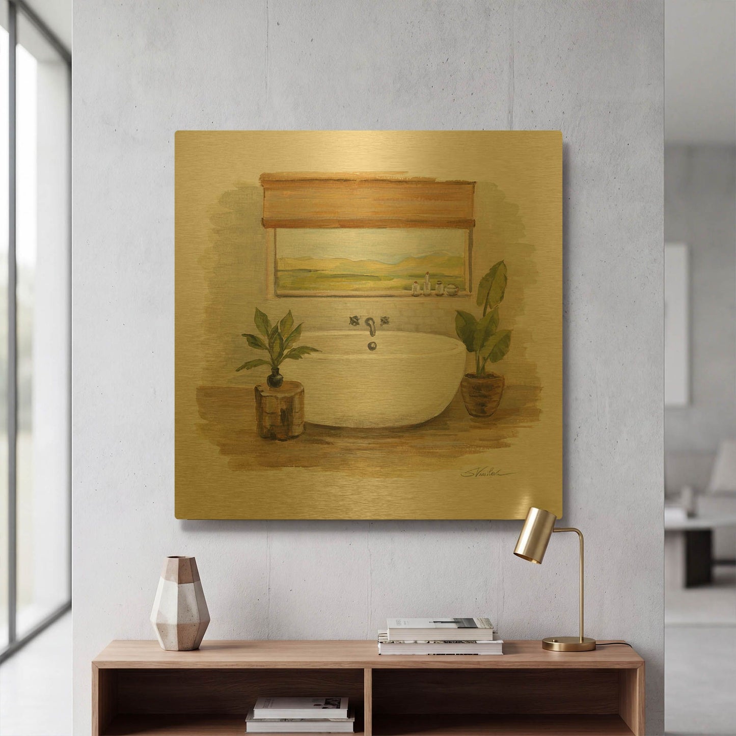 'Sunny Spa II' By Silvia Vassileva Gold Metal Wall Art