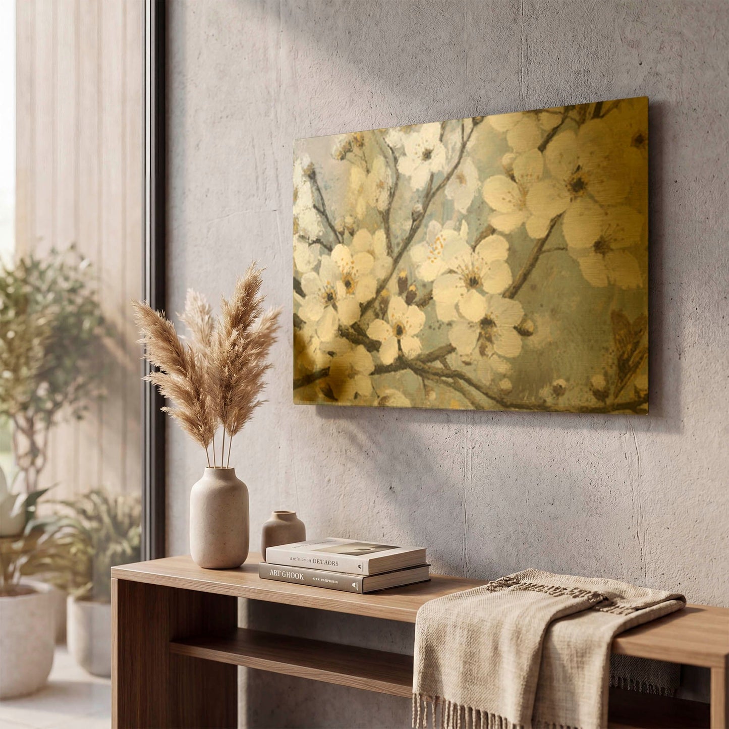 'Cherry Blossoms I BLUE' By James Wiens Gold Metal Wall Art