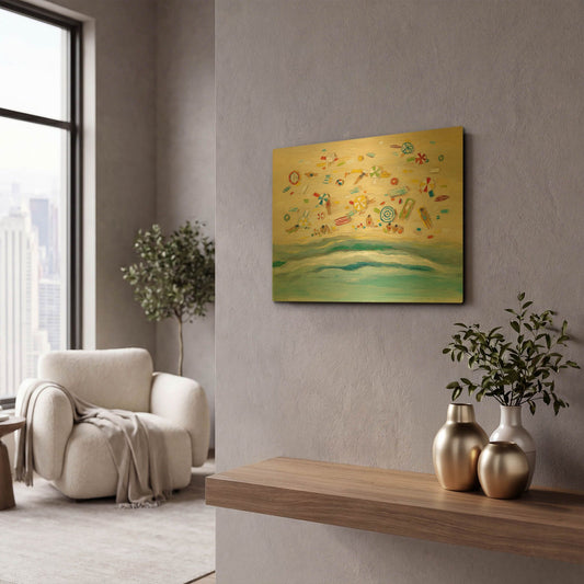 'Beach Day' By Silvia Vassileva Gold Metal Wall Art