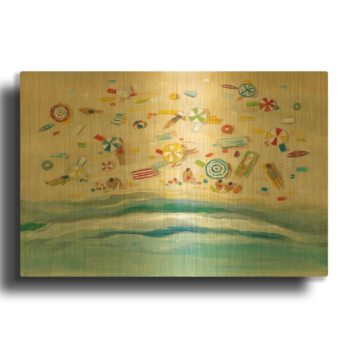 'Beach Day' By Silvia Vassileva Gold Metal Wall Art