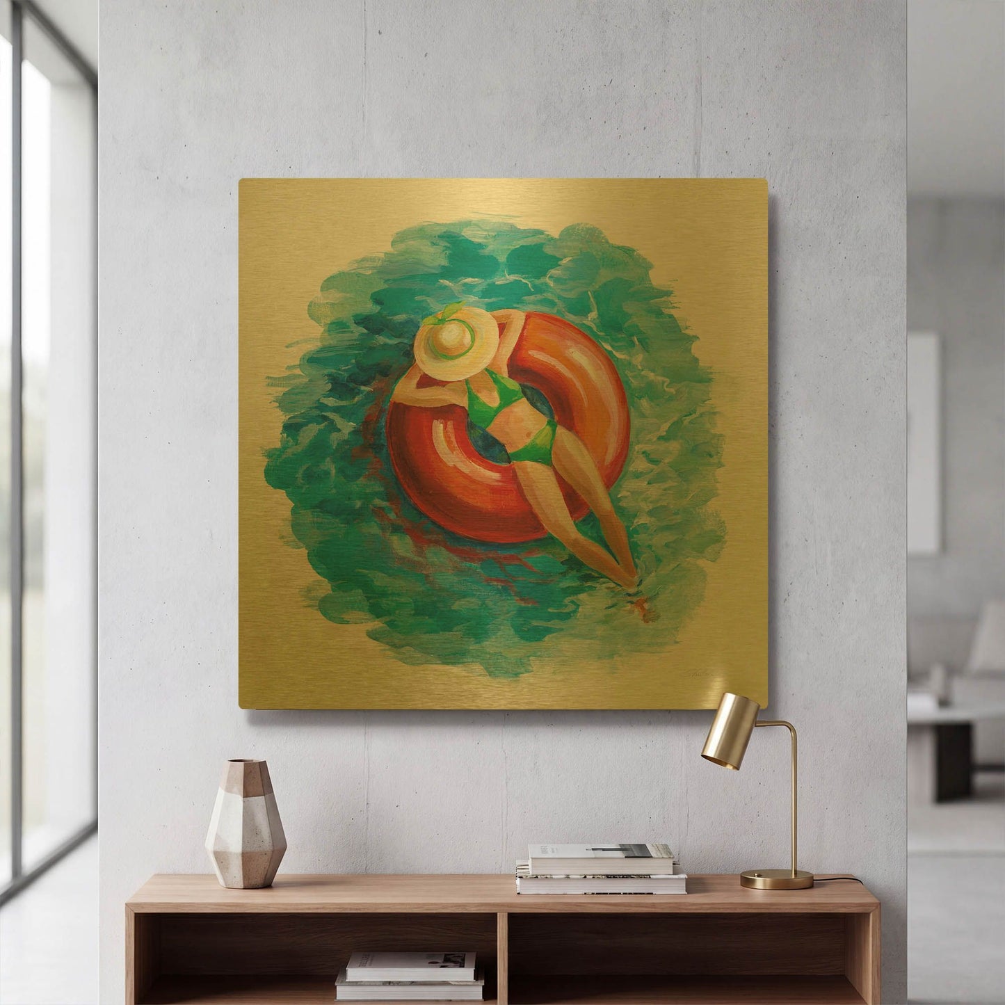 'Sunbather I' By Silvia Vassileva Gold Metal Wall Art
