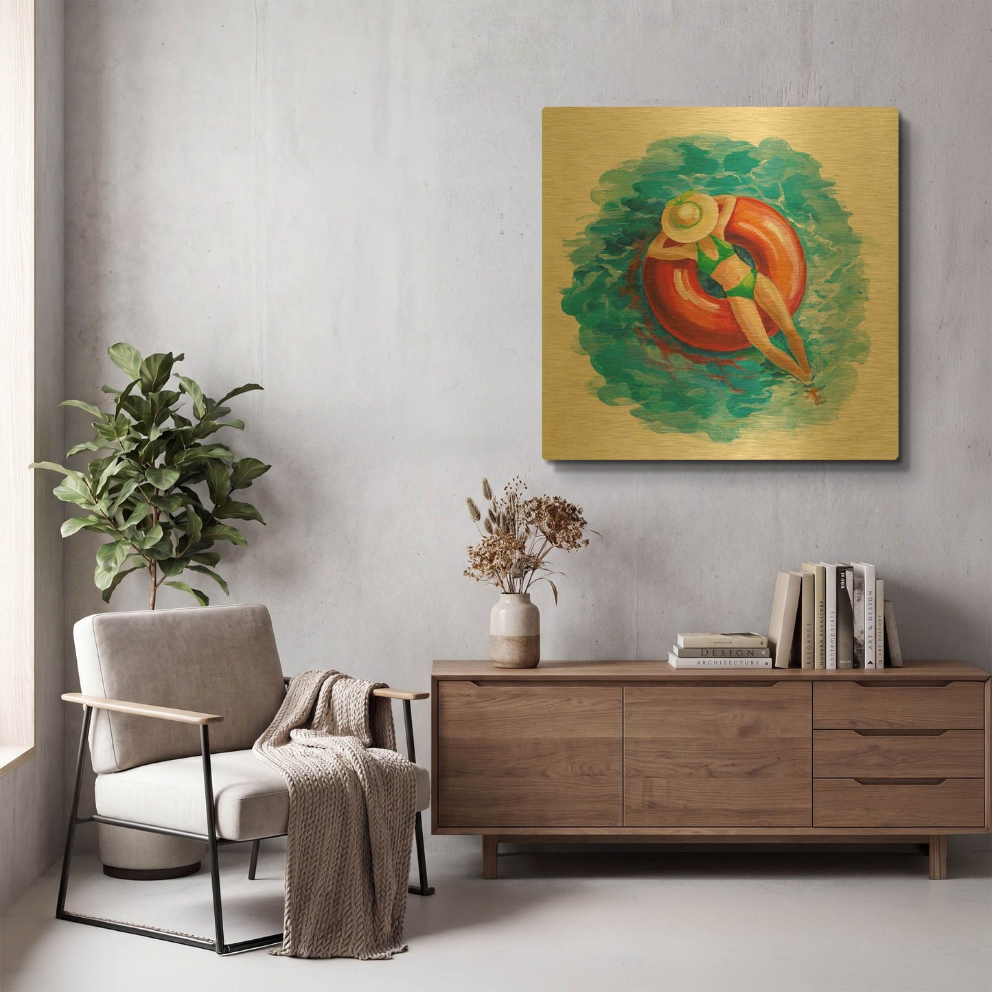 'Sunbather I' By Silvia Vassileva Gold Metal Wall Art