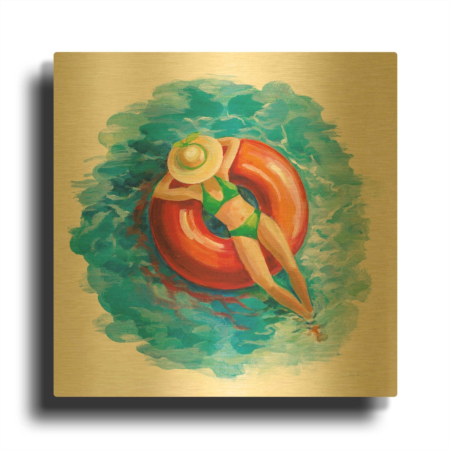 'Sunbather I' By Silvia Vassileva Gold Metal Wall Art