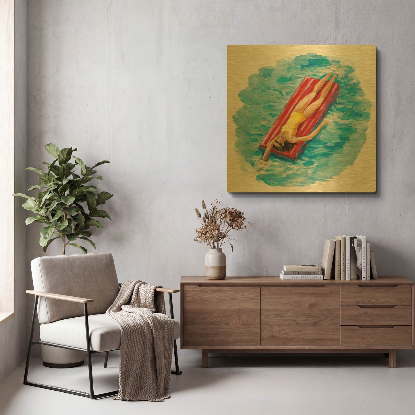 'Sunbather II' By Silvia Vassileva Gold Metal Wall Art