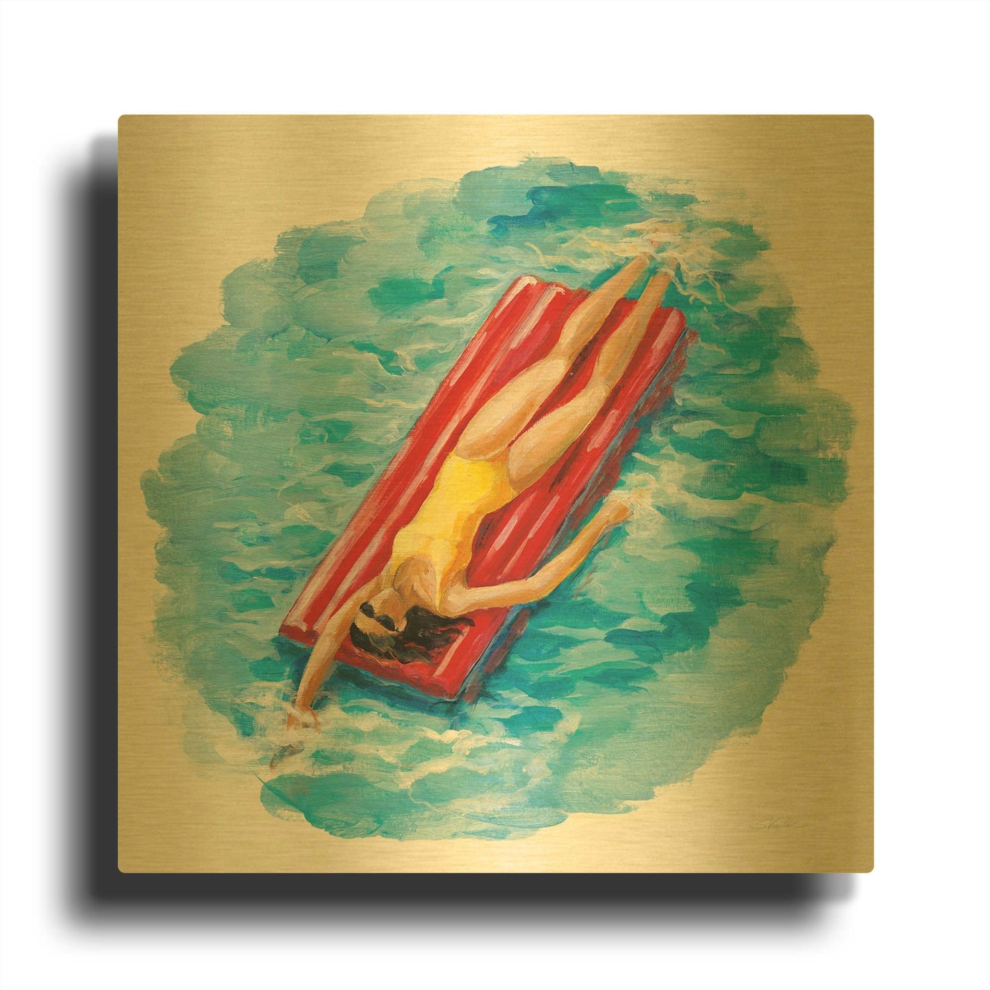 'Sunbather II' By Silvia Vassileva Gold Metal Wall Art
