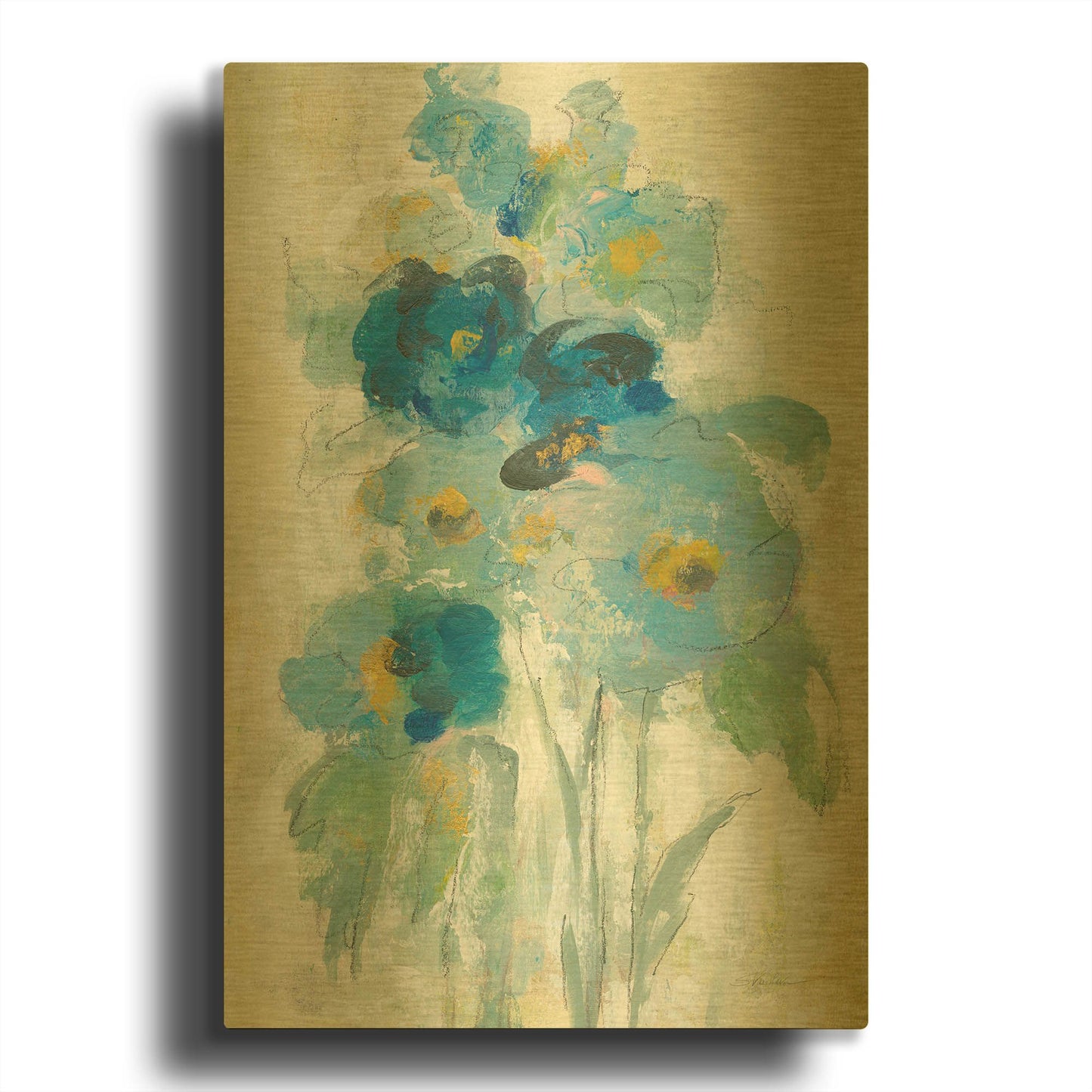 'Loose Bouquet II' By Silvia Vassileva Gold Metal Wall Art