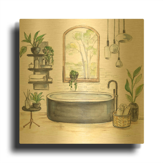 'Black Bathtub I' By Silvia Vassileva Gold Metal Wall Art