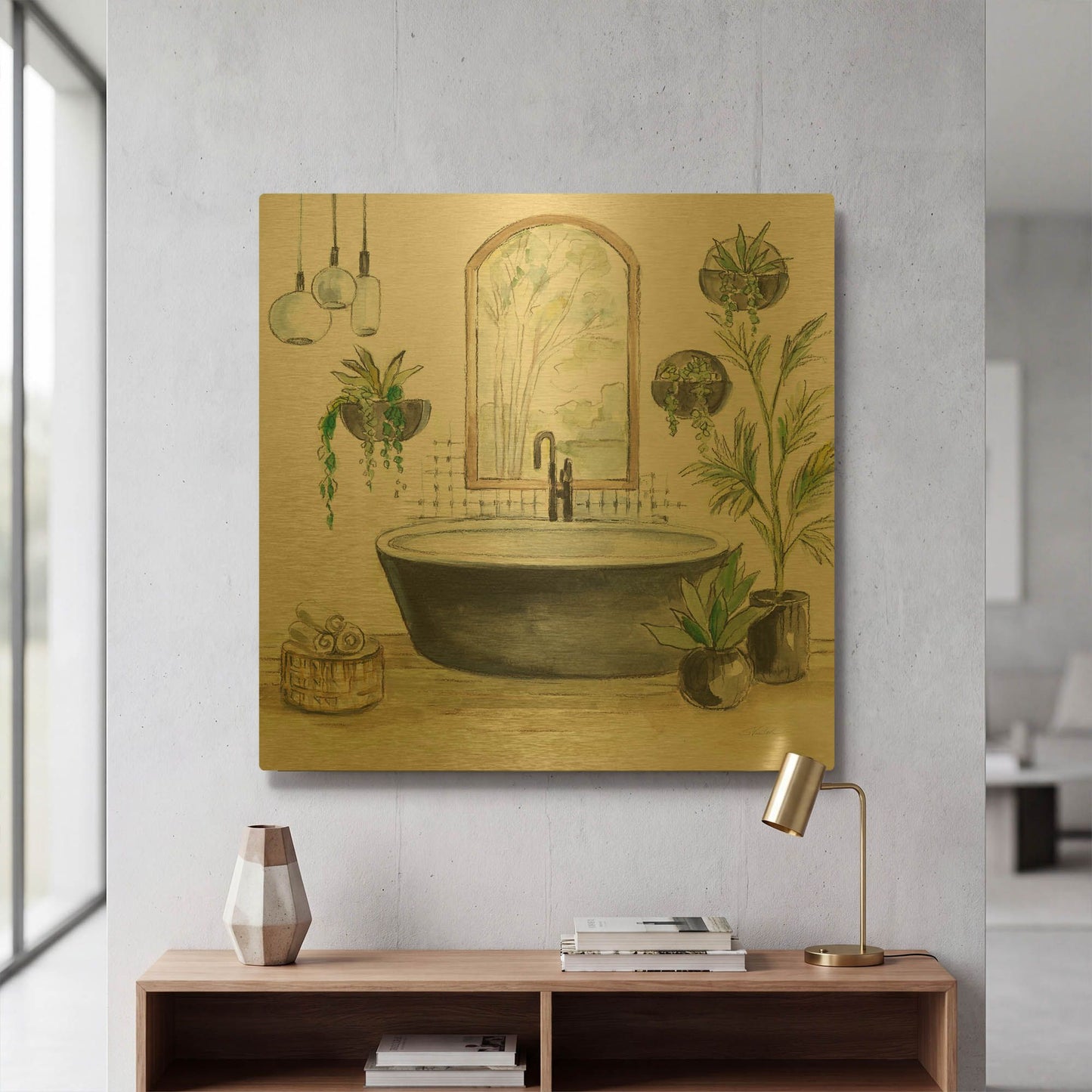 'Black Bathtub II' By Silvia Vassileva Gold Metal Wall Art