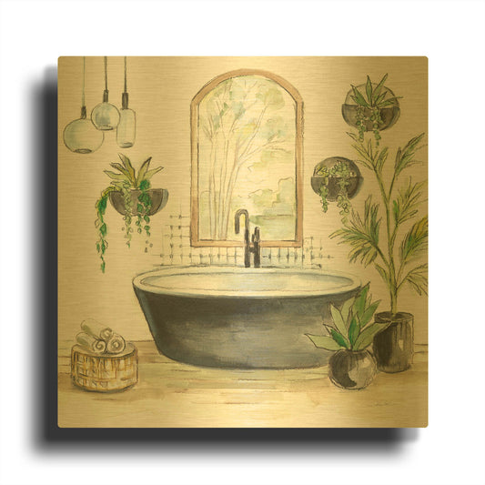 'Black Bathtub II' By Silvia Vassileva Gold Metal Wall Art