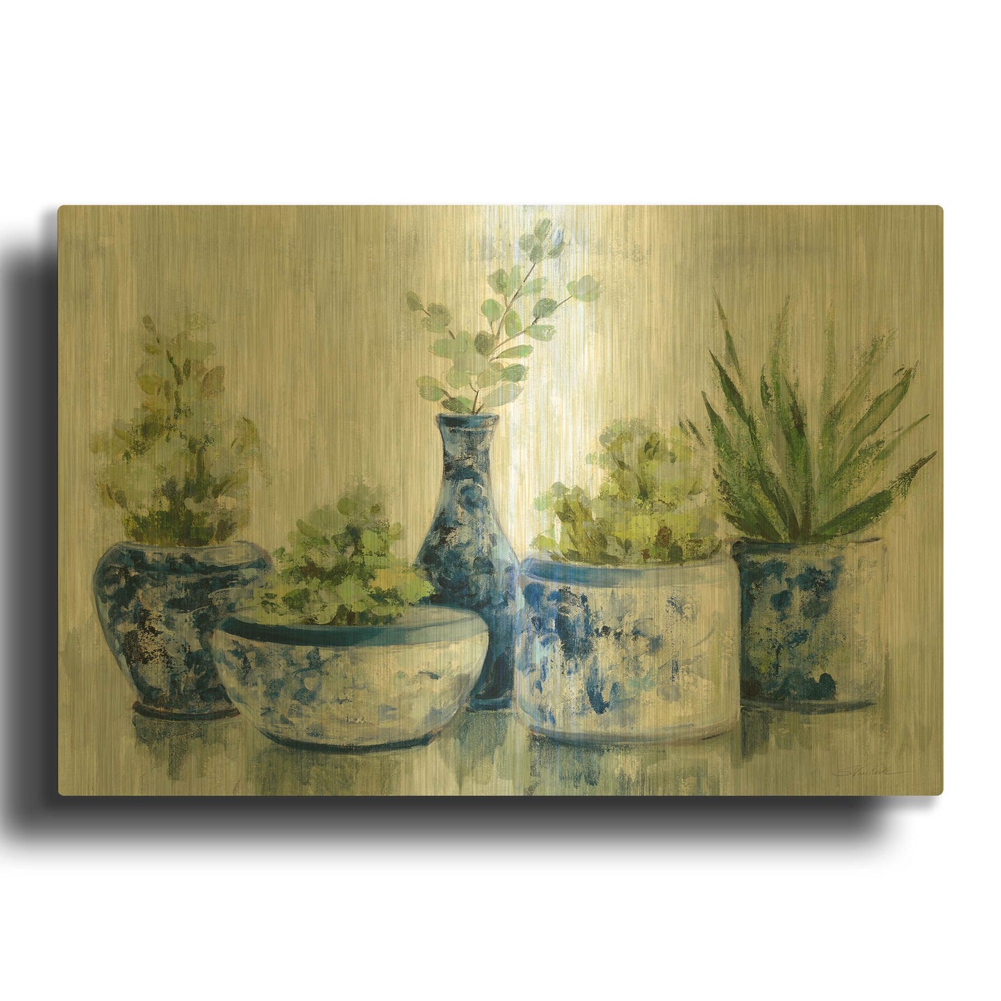 'Chinoiserie Plants Bright' By Silvia Vassileva Gold Metal Wall Art