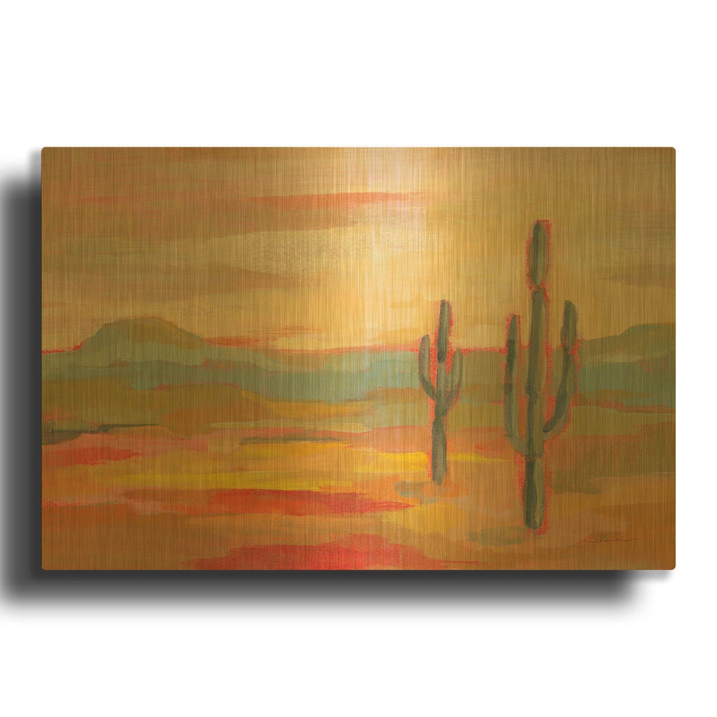 'Desert Saguaro' By Silvia Vassileva Gold Metal Wall Art