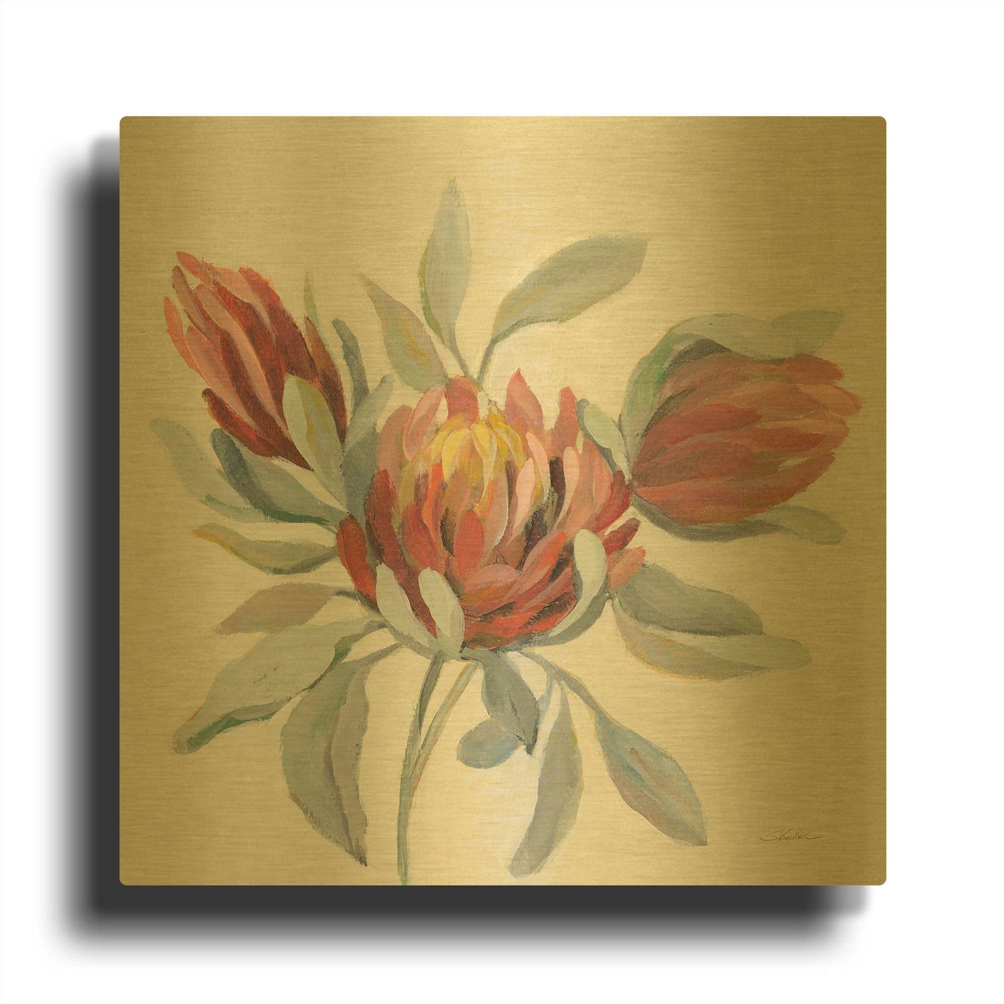 'Field Bloom I' By Silvia Vassileva Gold Metal Wall Art