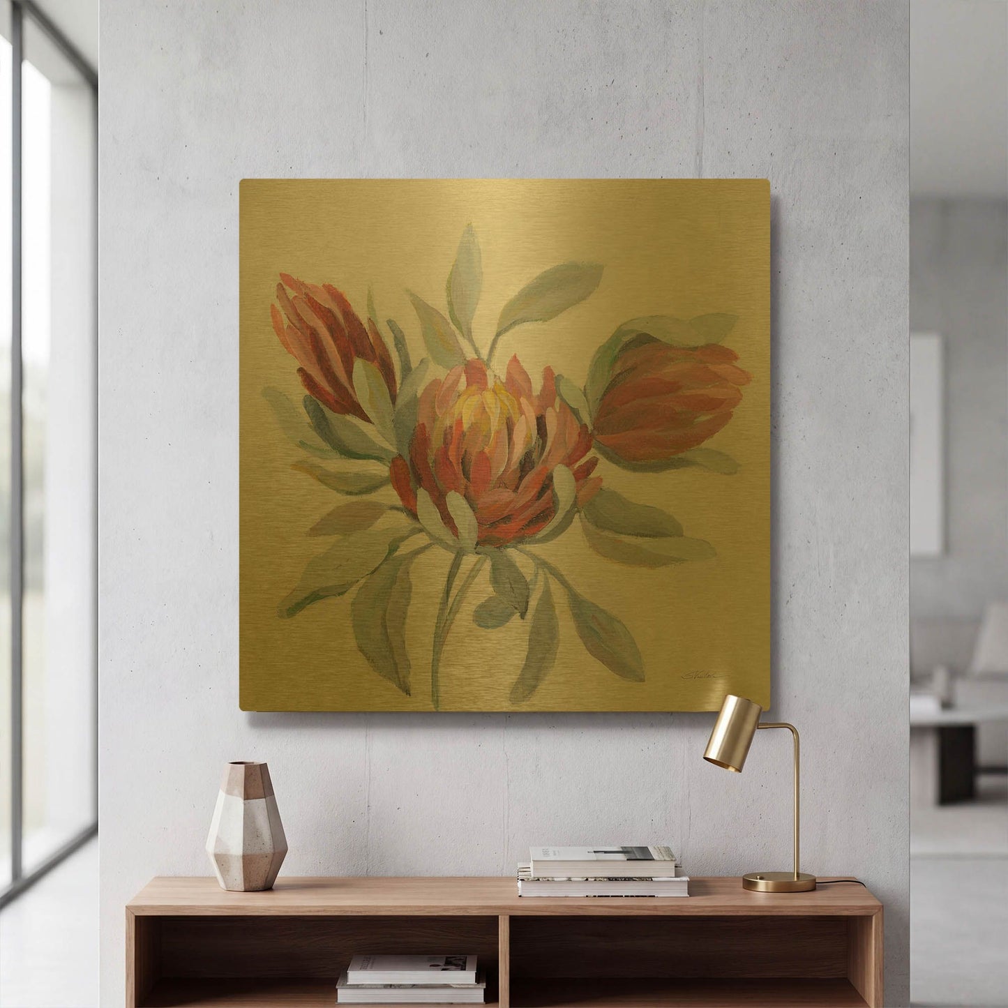'Field Bloom I' By Silvia Vassileva Gold Metal Wall Art