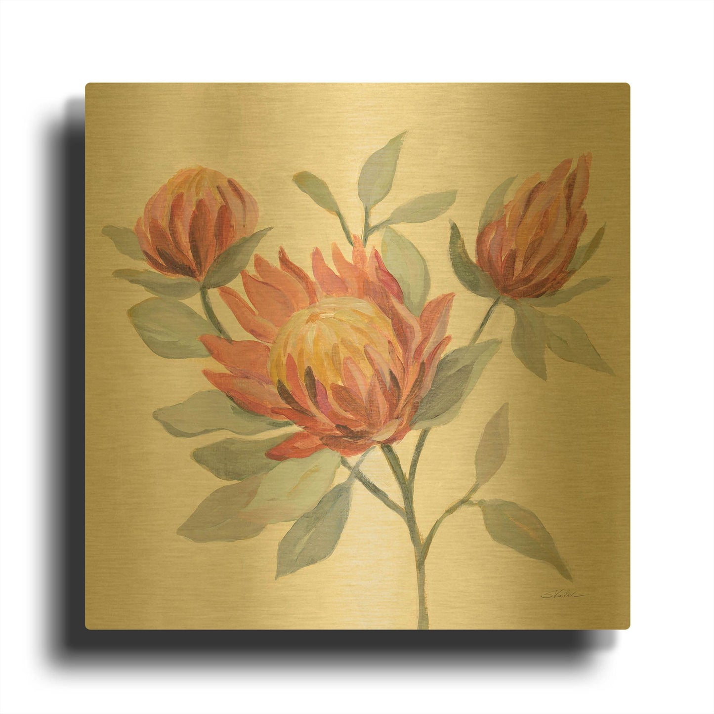 'Field Bloom II' By Silvia Vassileva Gold Metal Wall Art