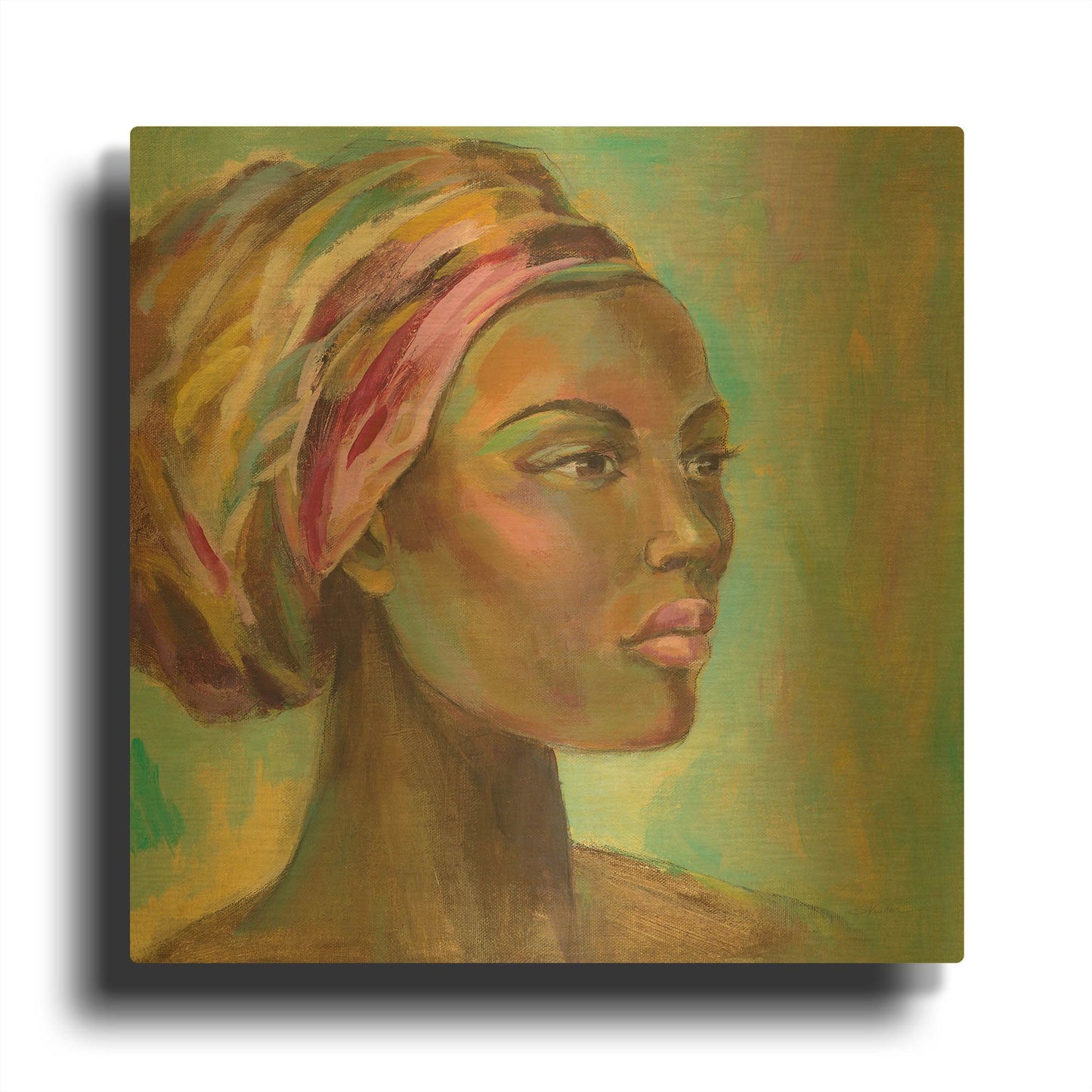 'African Woman I' By Silvia Vassileva Gold Metal Wall Art