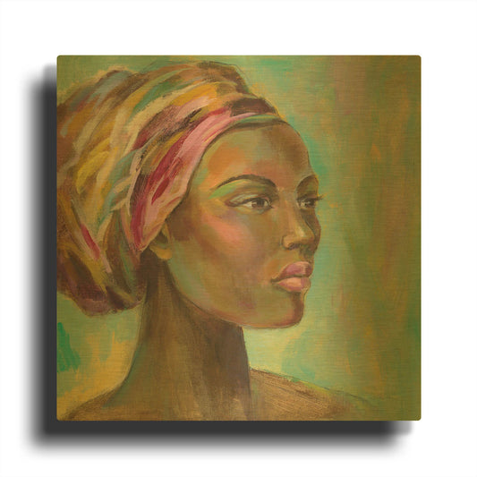 'African Woman I' By Silvia Vassileva Gold Metal Wall Art