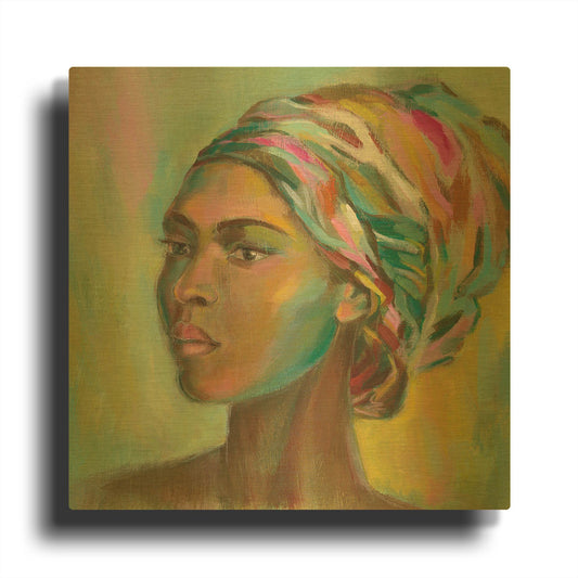 'African Woman II' By Silvia Vassileva Gold Metal Wall Art
