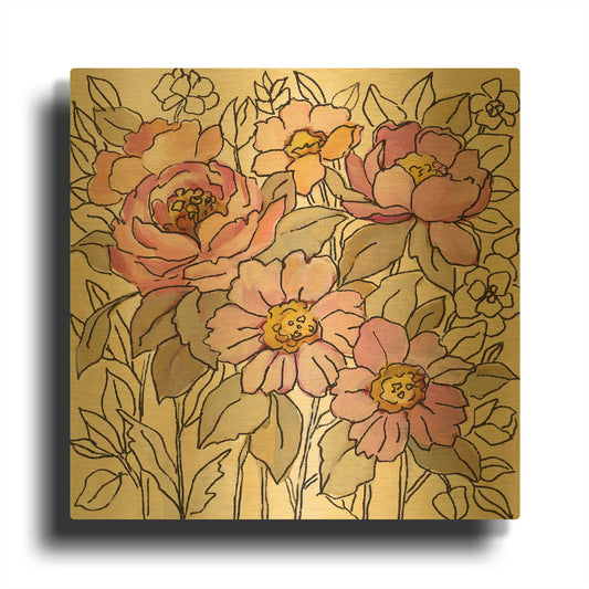 'Spring Lace Floral I' By Silvia Vassileva Gold Metal Wall Art