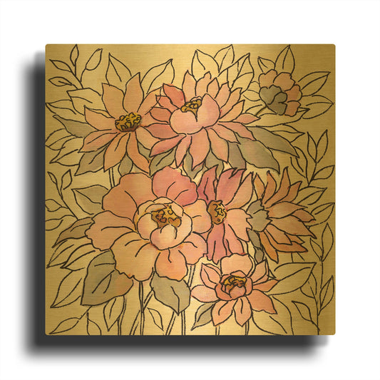 'Spring Lace Floral II' By Silvia Vassileva Gold Metal Wall Art