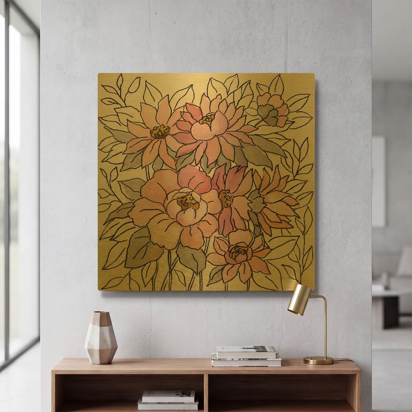 'Spring Lace Floral II' By Silvia Vassileva Gold Metal Wall Art