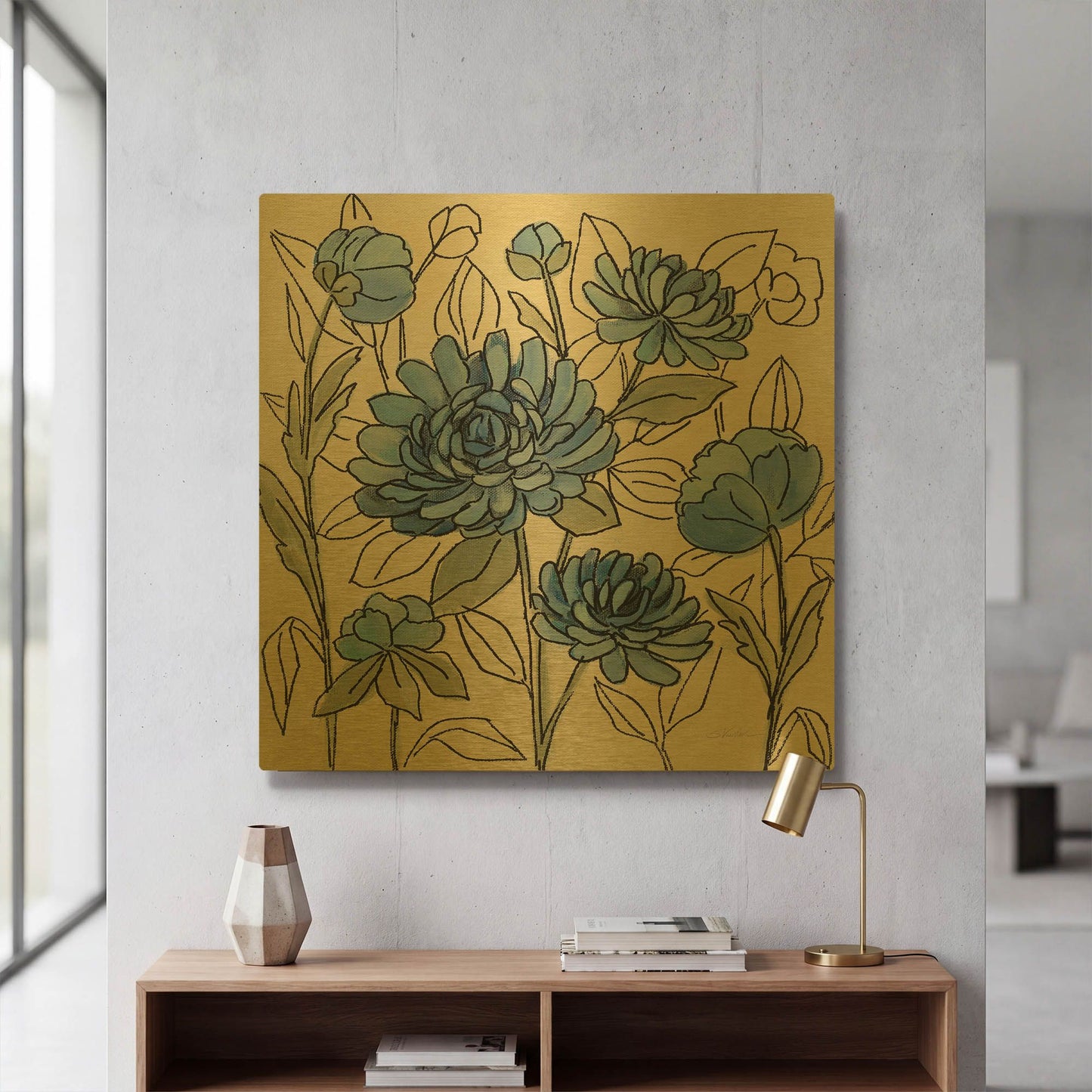 'Spring Lace Floral III' By Silvia Vassileva Gold Metal Wall Art