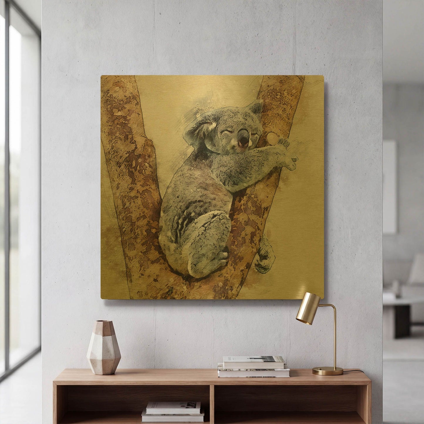 'Koala 4' By Kim Curinga Gold Metal Wall Art