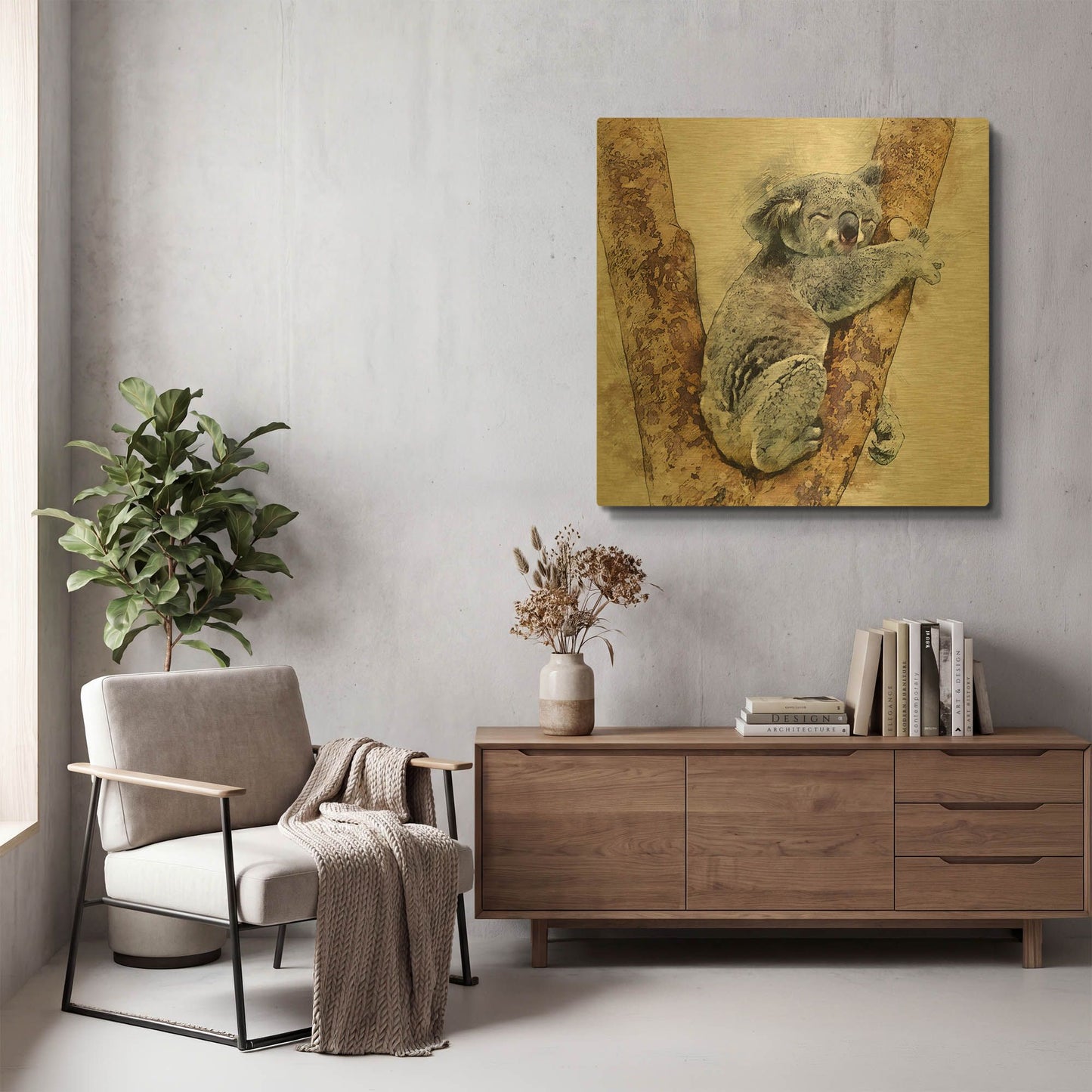 'Koala 4' By Kim Curinga Gold Metal Wall Art