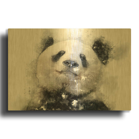 'Panda Love' By Kim Curinga Gold Metal Wall Art