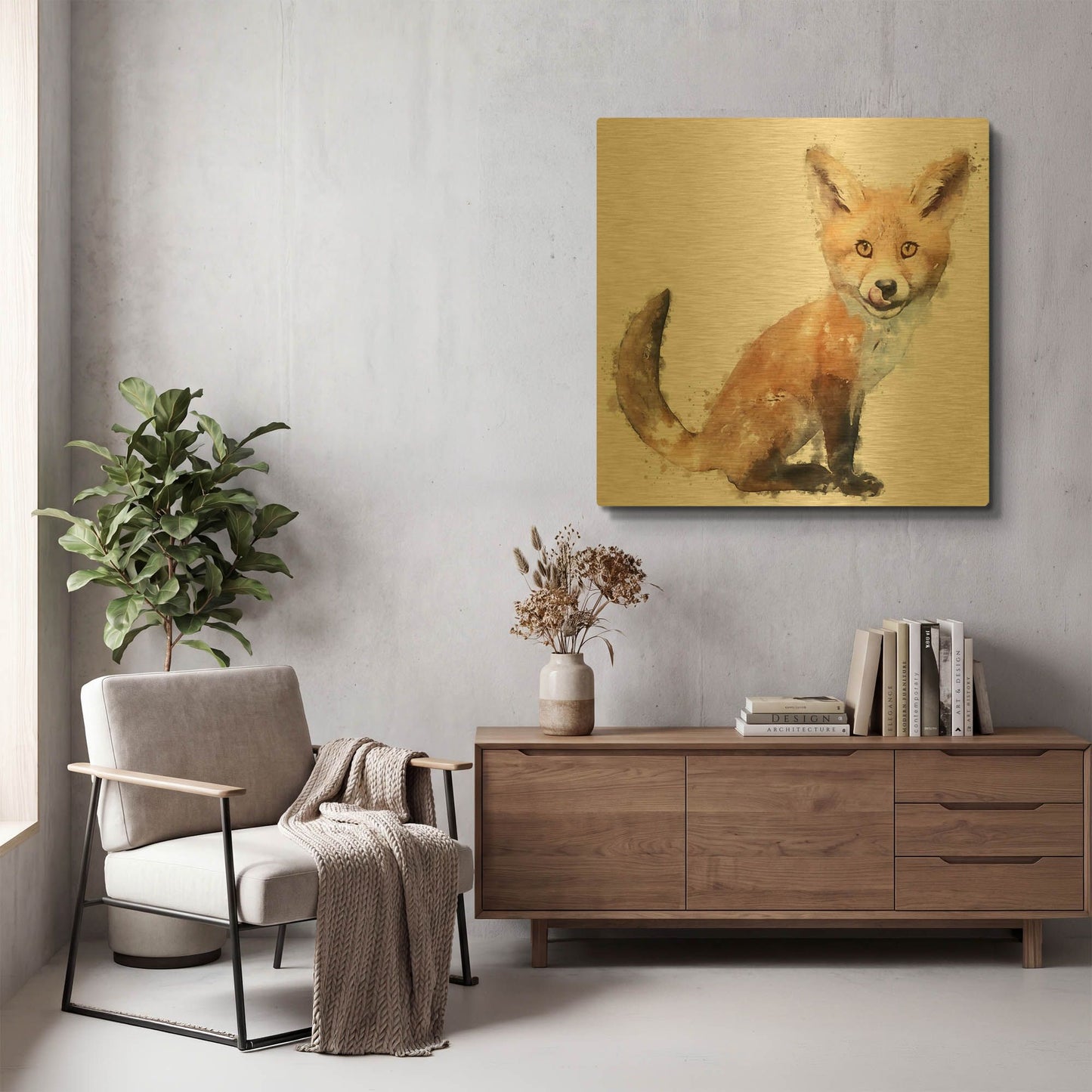 'Foxy Good' By Kim Curinga Gold Metal Wall Art