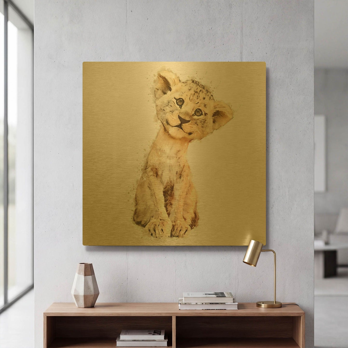 'Simba' By Kim Curinga Gold Metal Wall Art