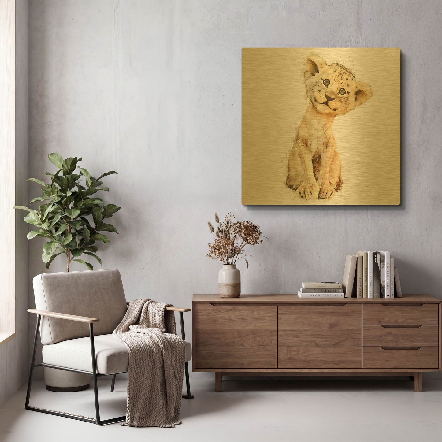 'Simba' By Kim Curinga Gold Metal Wall Art
