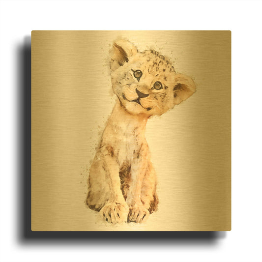 'Simba' By Kim Curinga Gold Metal Wall Art